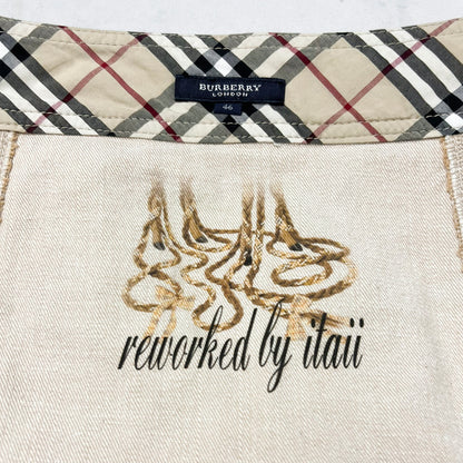 reworked Burberry midi skirt