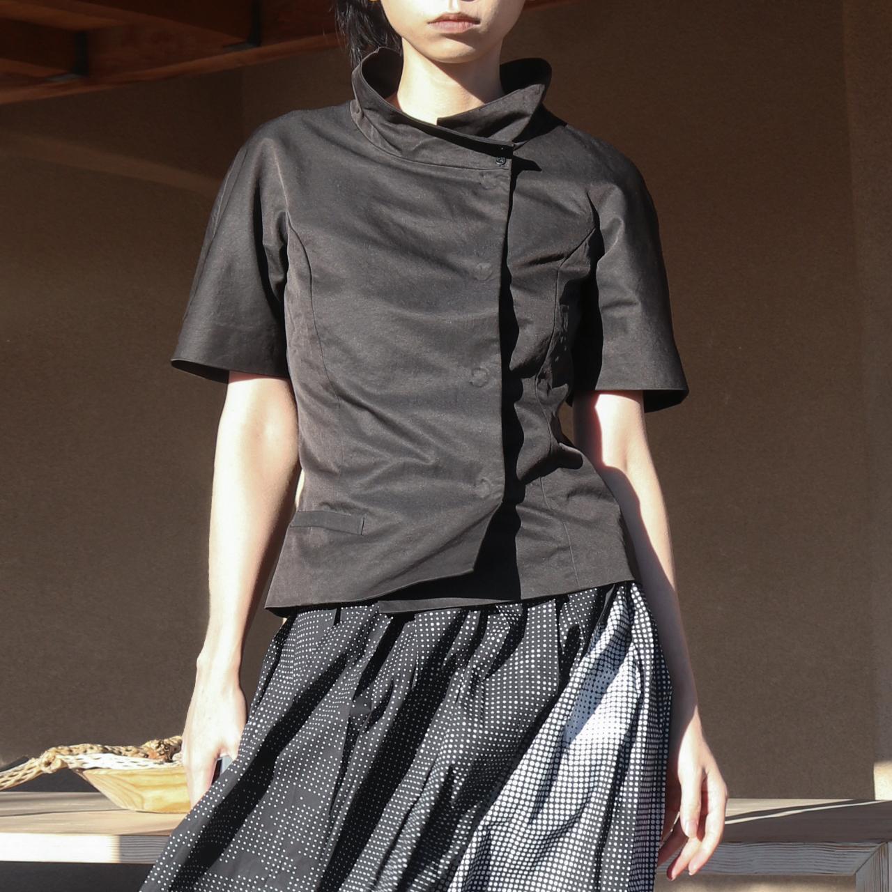 off-centre stand collar jacket