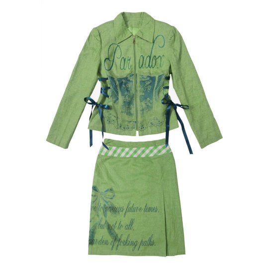 the "Paradox" jacket and skirt set