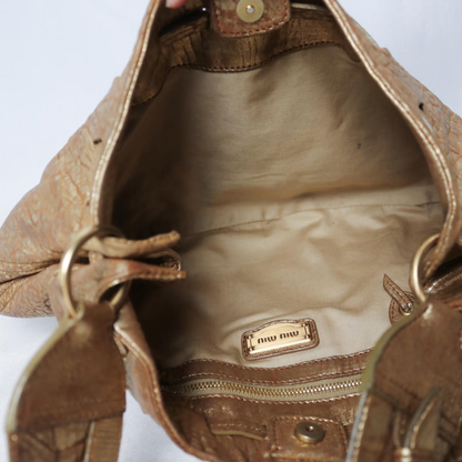 Miu Miu metallic distressed leather hobo bag