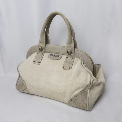 Prada canvas frame bowling bag