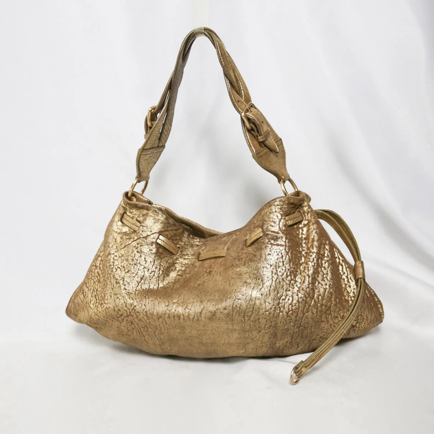 Miu Miu metallic distressed leather hobo bag