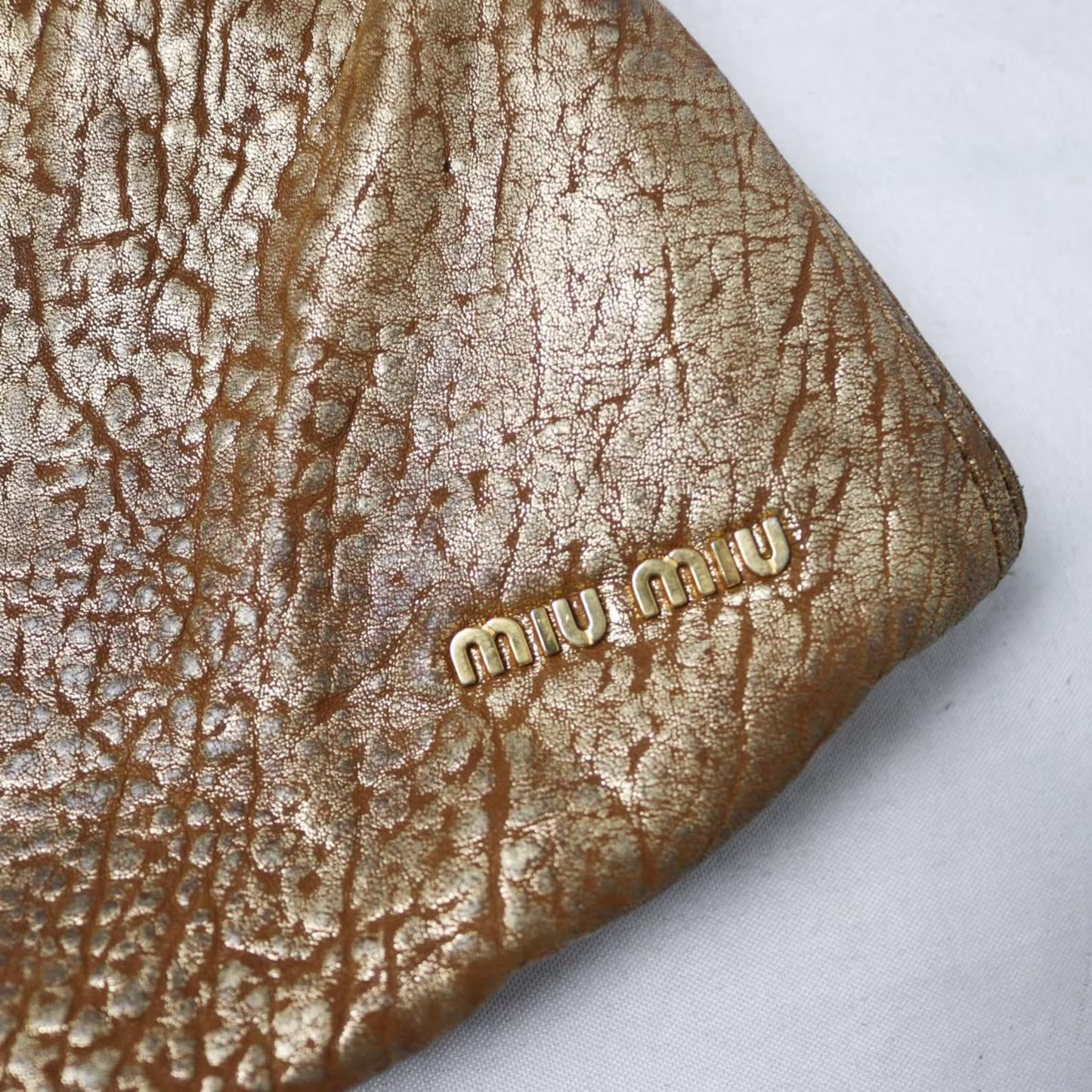 Miu Miu metallic distressed leather hobo bag