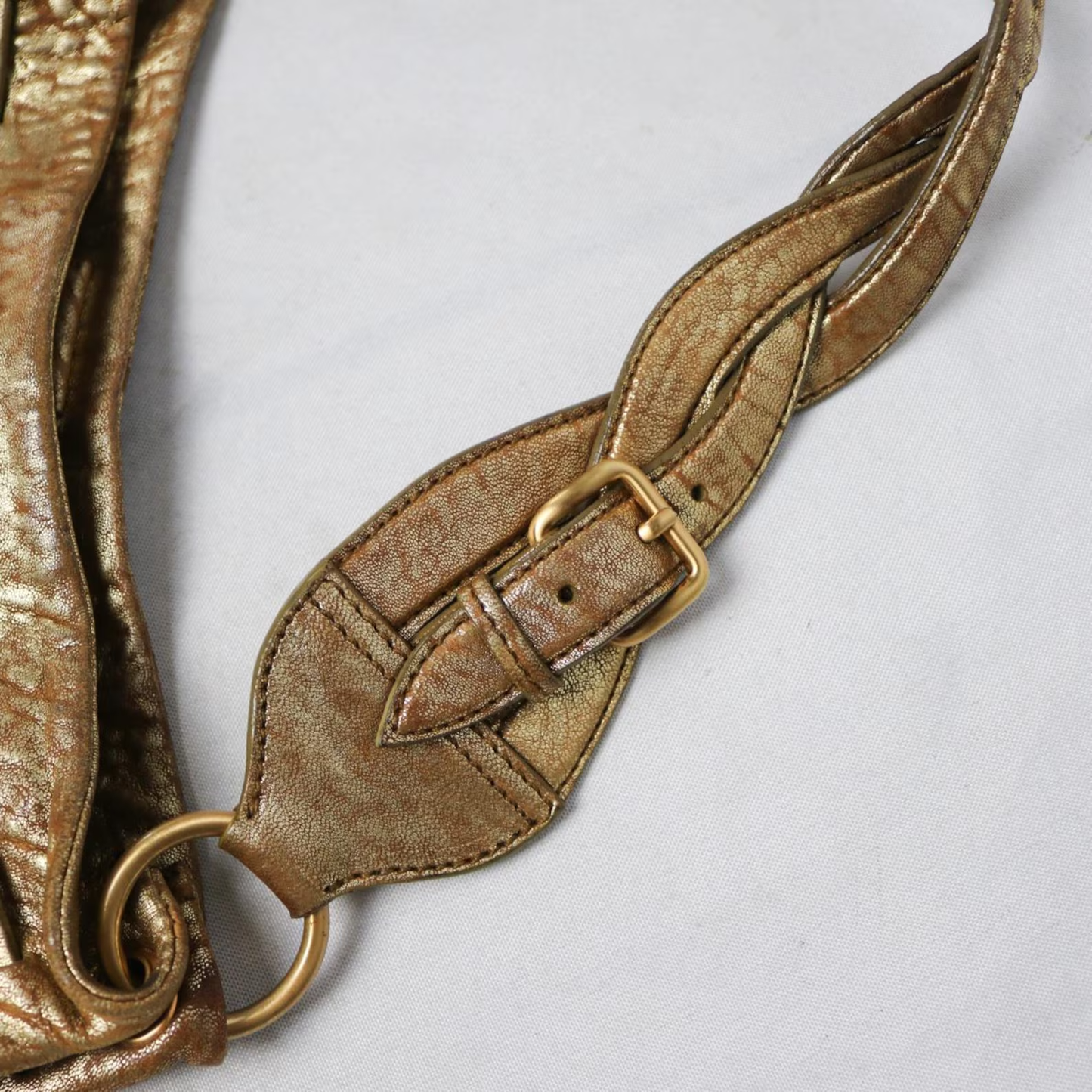 Miu Miu metallic distressed leather hobo bag