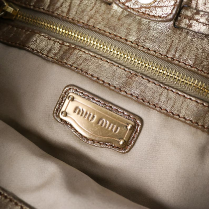 Miu Miu metallic distressed leather hobo bag