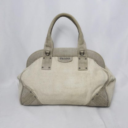Prada canvas frame bowling bag