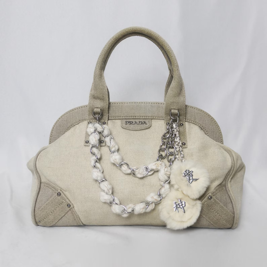 Prada canvas frame bowling bag