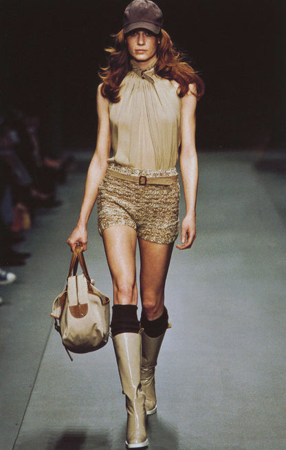 Miu Miu 2002 runway leather trim canvas bag